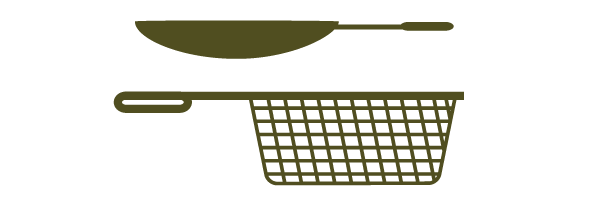 illustration of frying pan and basket ©2017 Michael Kerwin